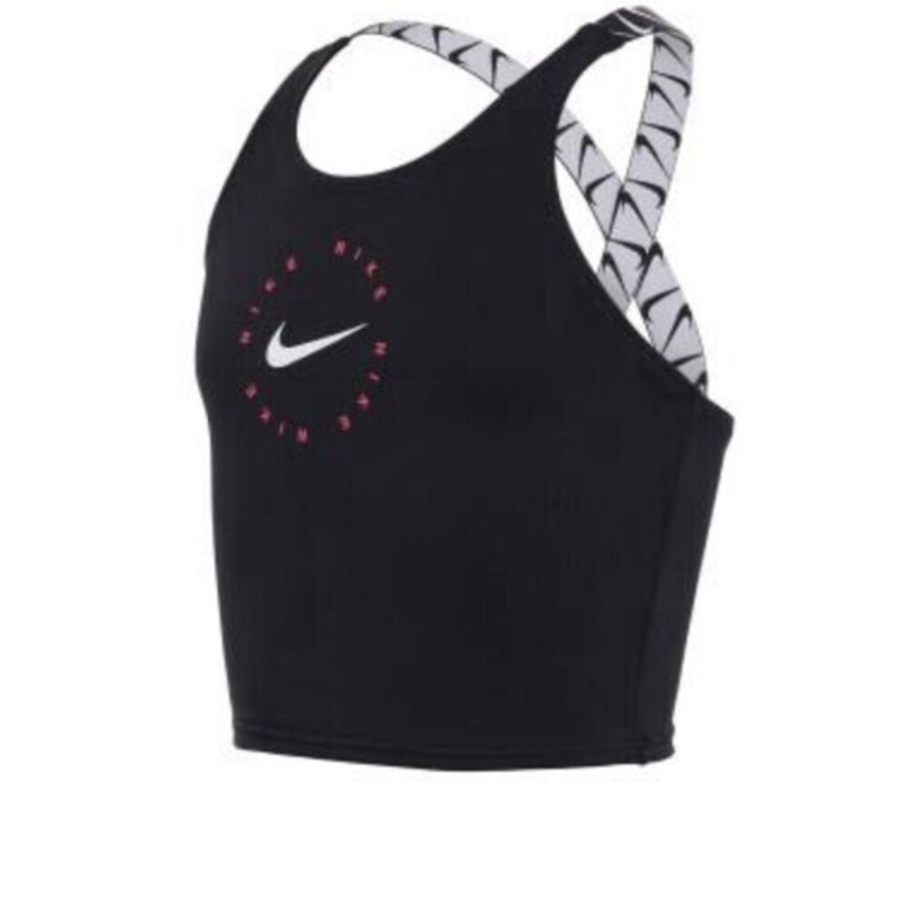 Nike Logo Tape Black Cross Back Tankini Swim Top Size  SMALL Girls